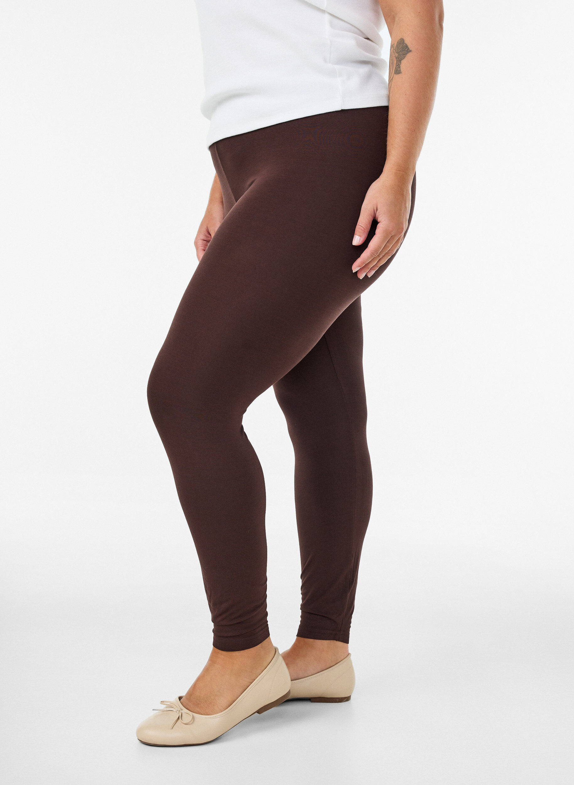 ZizziBasis leggings i viskose, Brun, Model image number 0