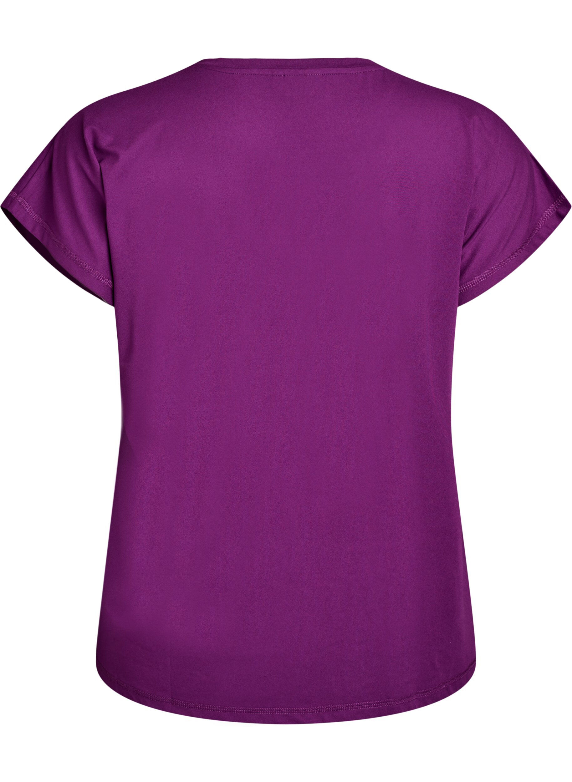 ZizziEnsfarvet tr&aelig;nings t-shirt, Lilla, Packshot image number 1