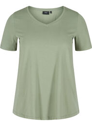Basis t-shirt med v-hals, Agave Green