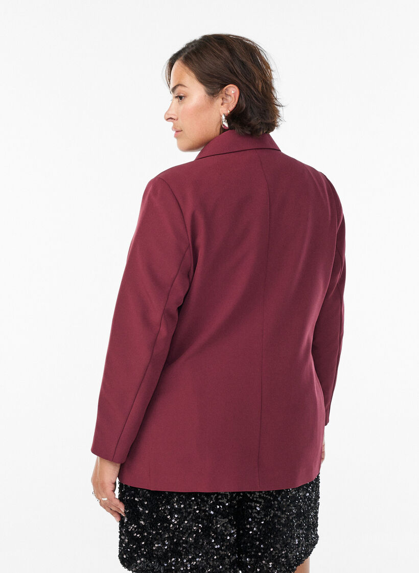 Klassisk blazer med knaplukning, R&oslash;d, Model image number 2