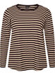 Stribet bluse med lange &aelig;rmer, Brun, Packshot image number 0