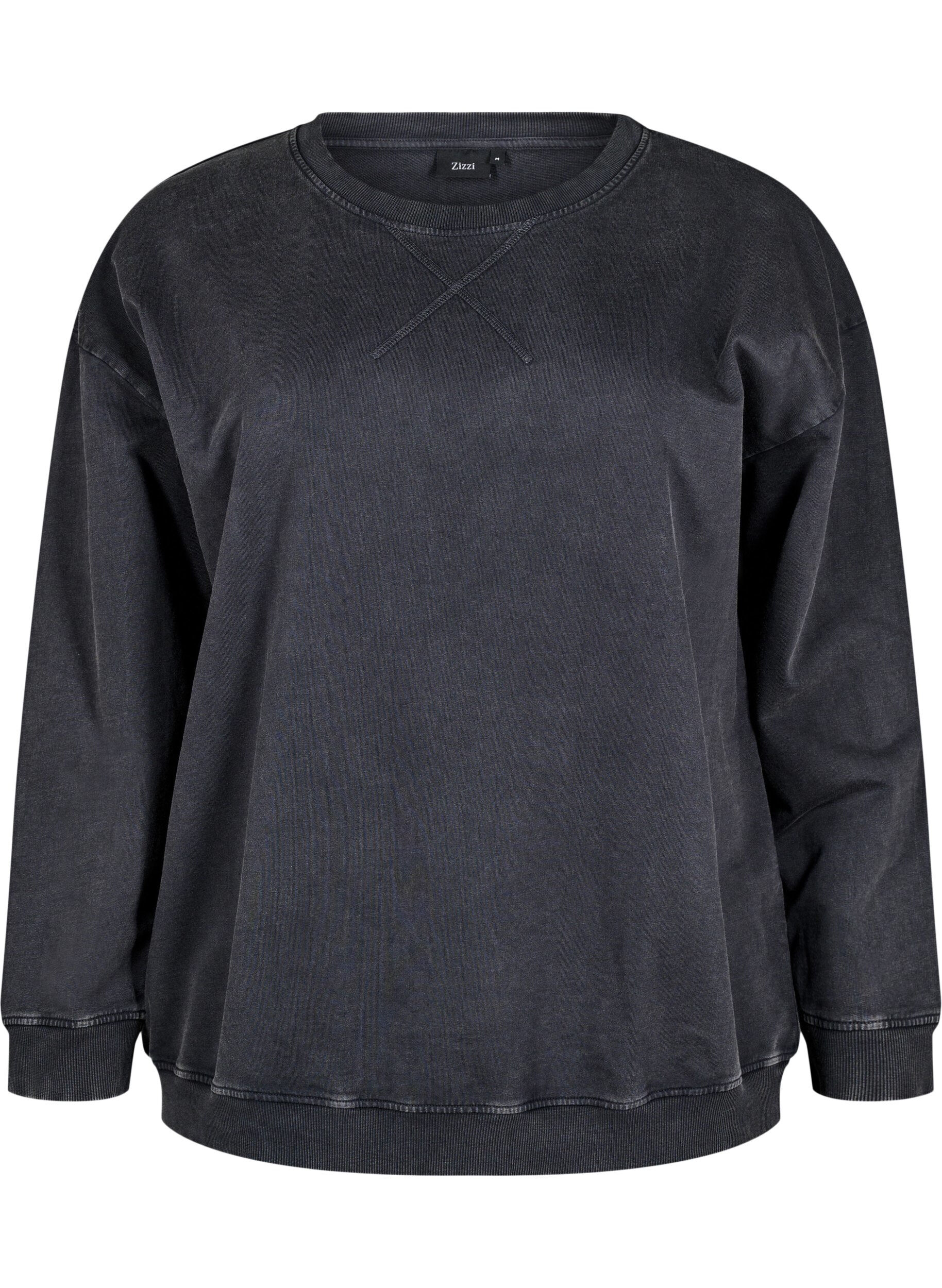 L&oslash;s sweatshirt med washed look