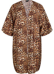 Kimono i viskose med 3/4 &aelig;rmer, Brun