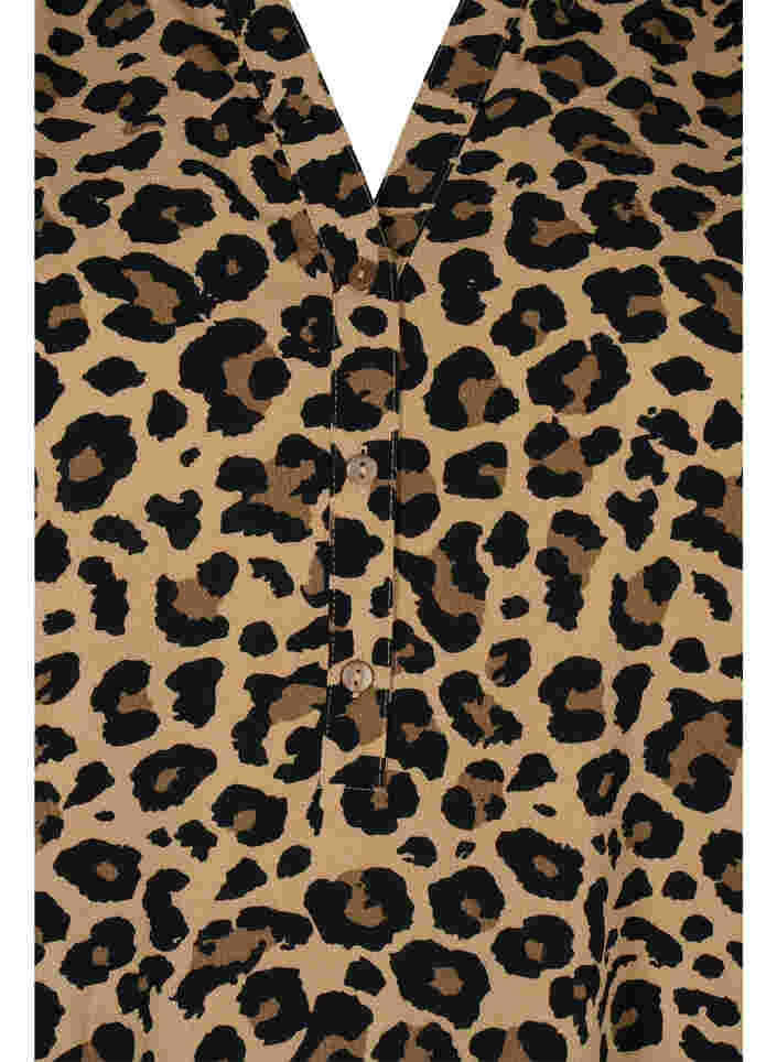 Langærmet bluse med leoprint og v-hals, Leopard, Packshot image number 2