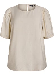 Viskosebluse med 1/2 ærmer, Beige
