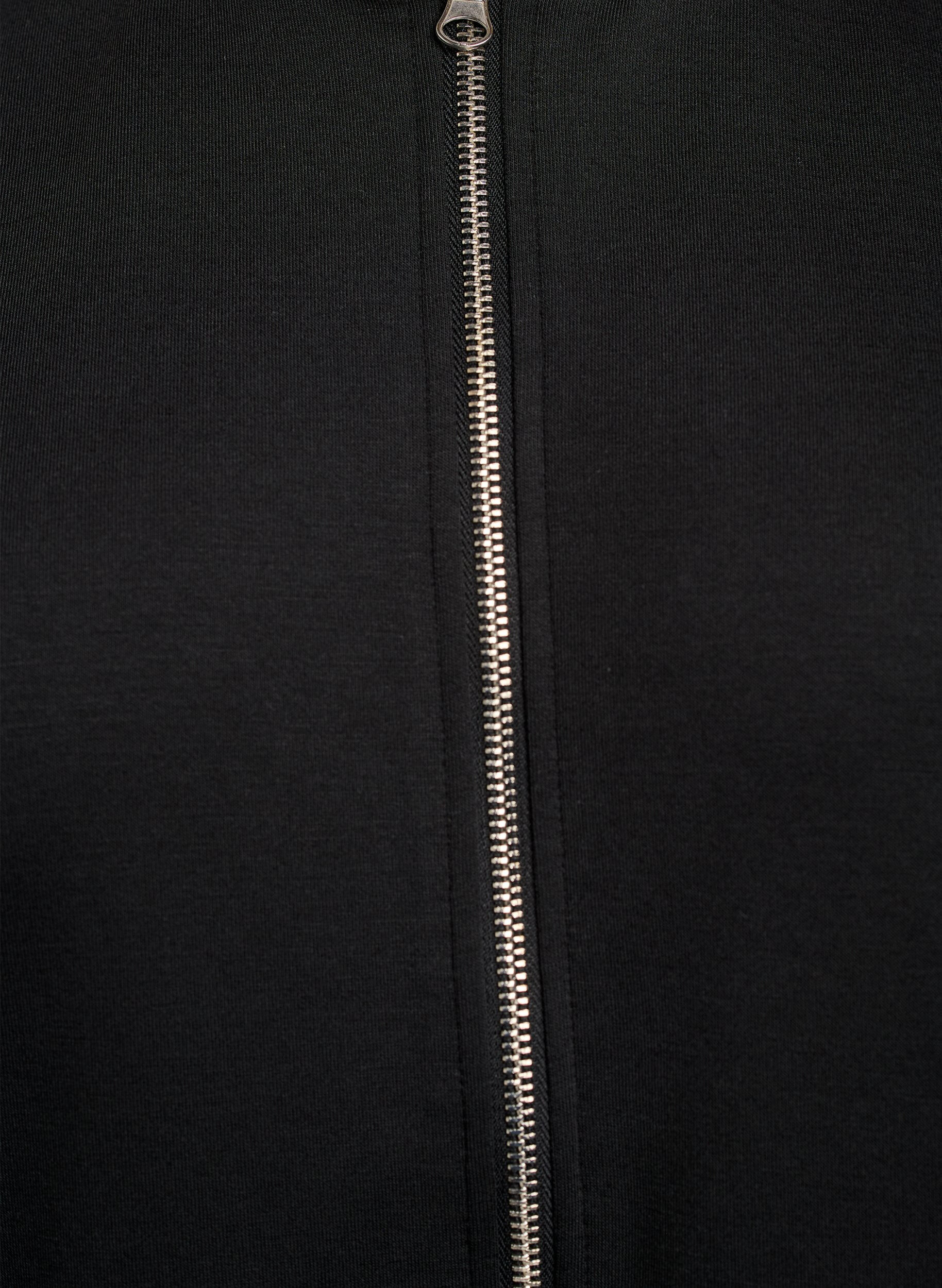 Zizzi Bomber-cardigan med lynl&aring;s, Sort, Packshot image number 2