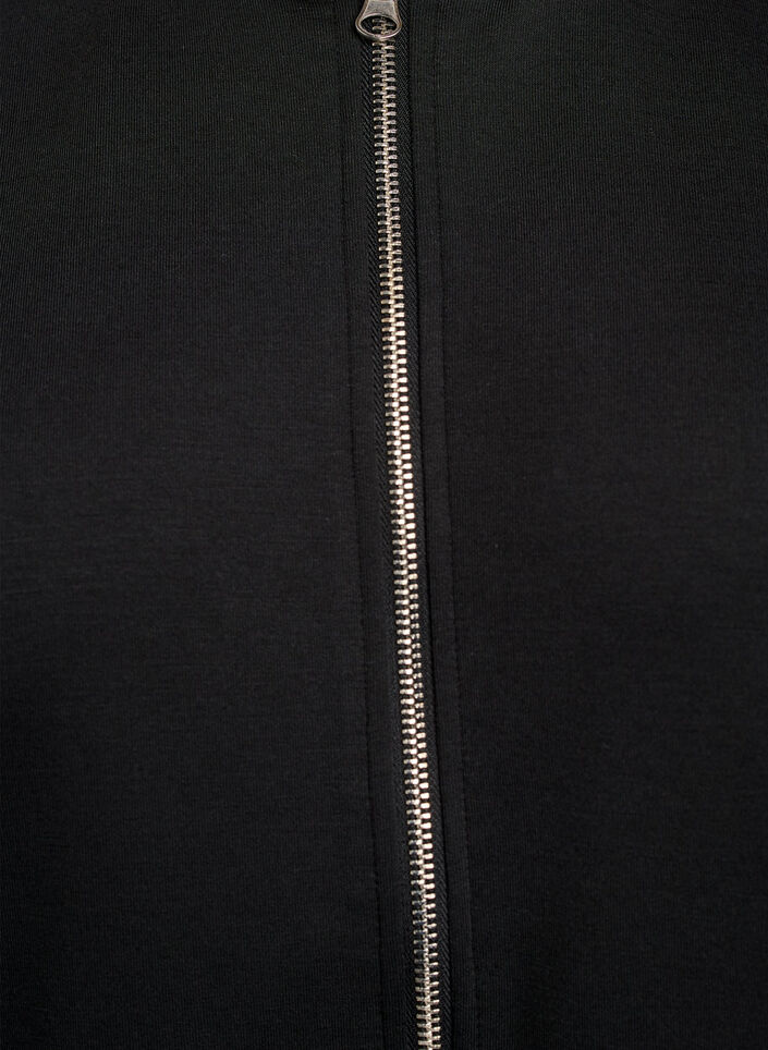 Bomber-cardigan med lynl&aring;s, Sort, Packshot image number 2