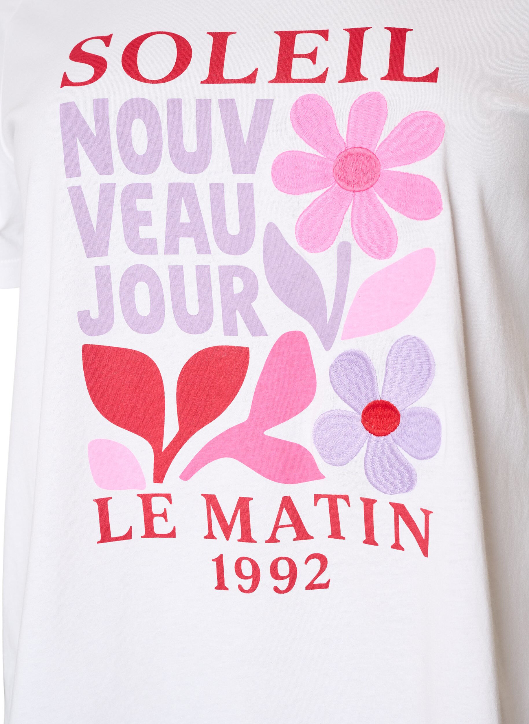ZizziT-shirt i bomuld med printmotiv, Hvid, Packshot image number 2