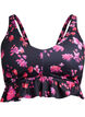 Blomstret bikini top med flæsekant, Lyserød, Packshot image number 0