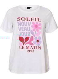 T-shirt i bomuld med printmotiv, Hvid