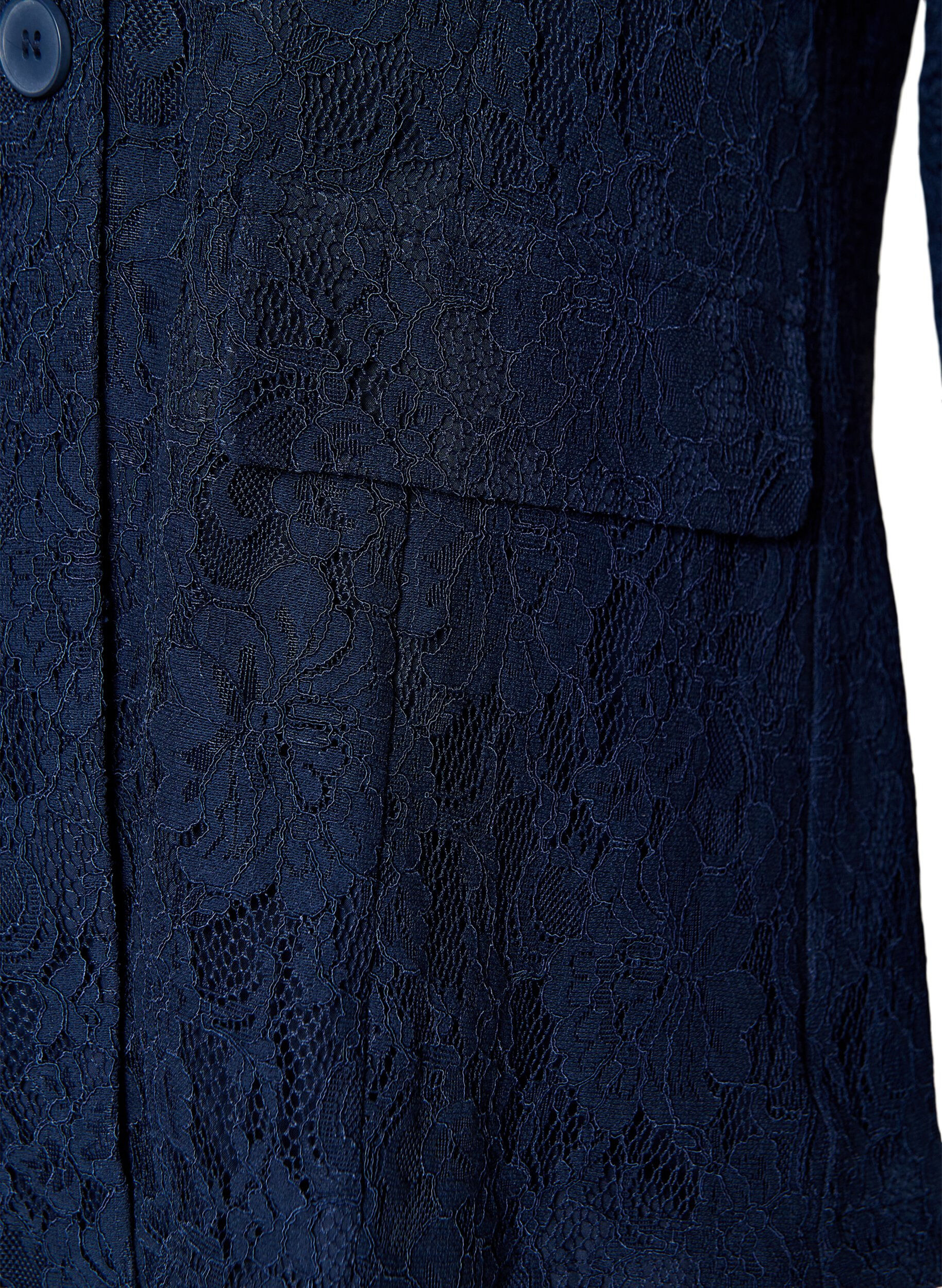 Zizzi Blazer i blonde med knaplukning, Bl&aring;, Packshot image number 3