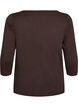 Basis T-shirt med b&aring;dudsk&aelig;ring og 3/4-&aelig;rmer, Brun, Packshot image number 1
