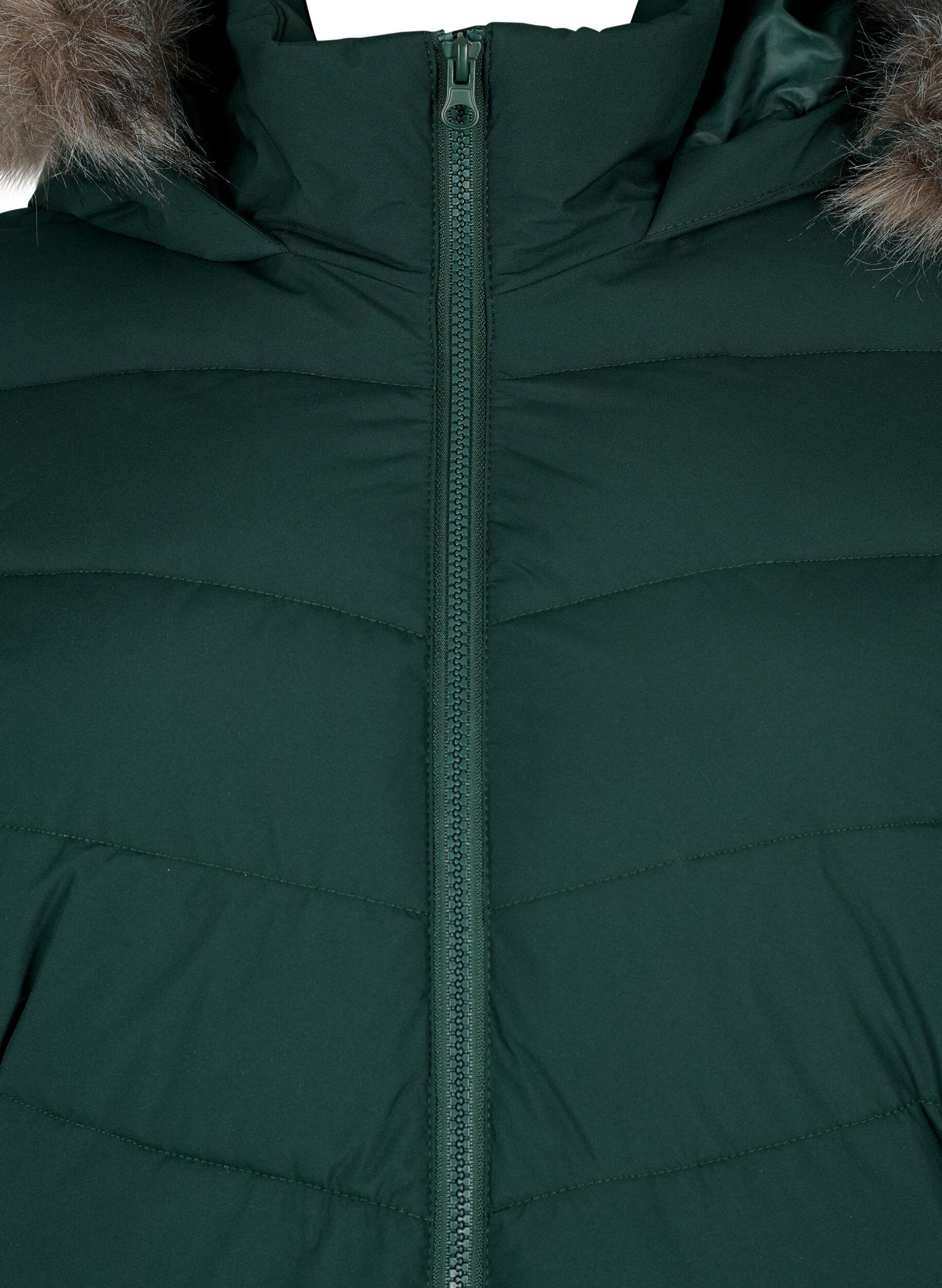 ZizziKort pufferjakke med h&aelig;tte, Gr&oslash;n, Packshot image number 2