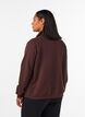 Sweatcardigan med h&oslash;j krave og lynl&aring;s, Brun, Model image number 2