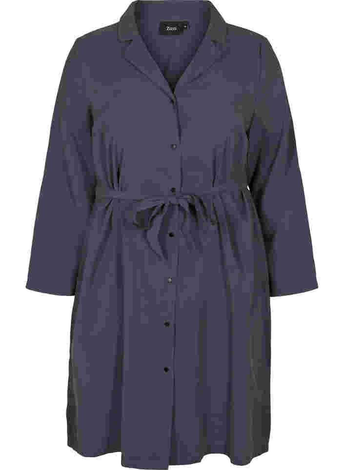 Viskose kjole med knapper og bælte, Odysses Gray, Packshot image number 0
