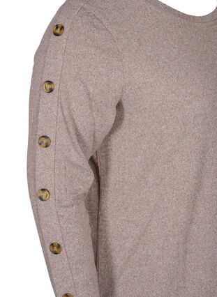 Langærmet bluse med knappedetaljer, Rocky Road Melange, Packshot image number 3