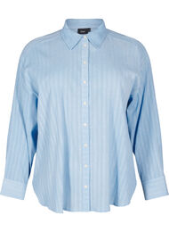 Løs skjorte med stribet struktur og glittertråd, Blå