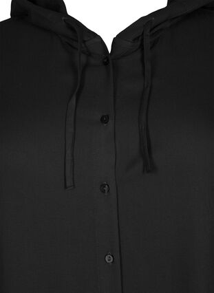 Skjortekjole i viskose med hætte og 3/4 ærmer, Black, Packshot image number 2