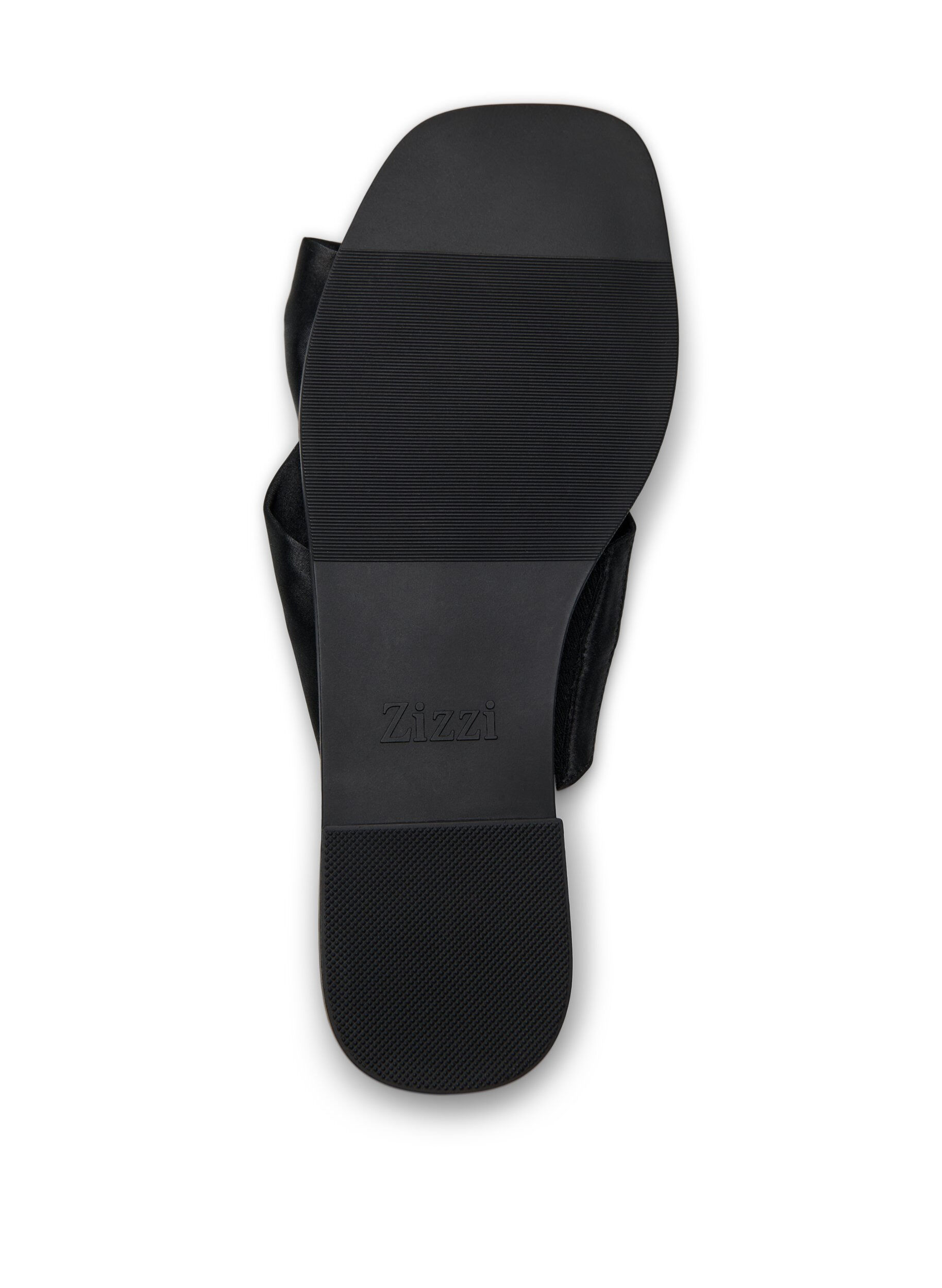 Zizzi Flade sandaler med krydsede satin-stropper, Sort, Packshot image number 4