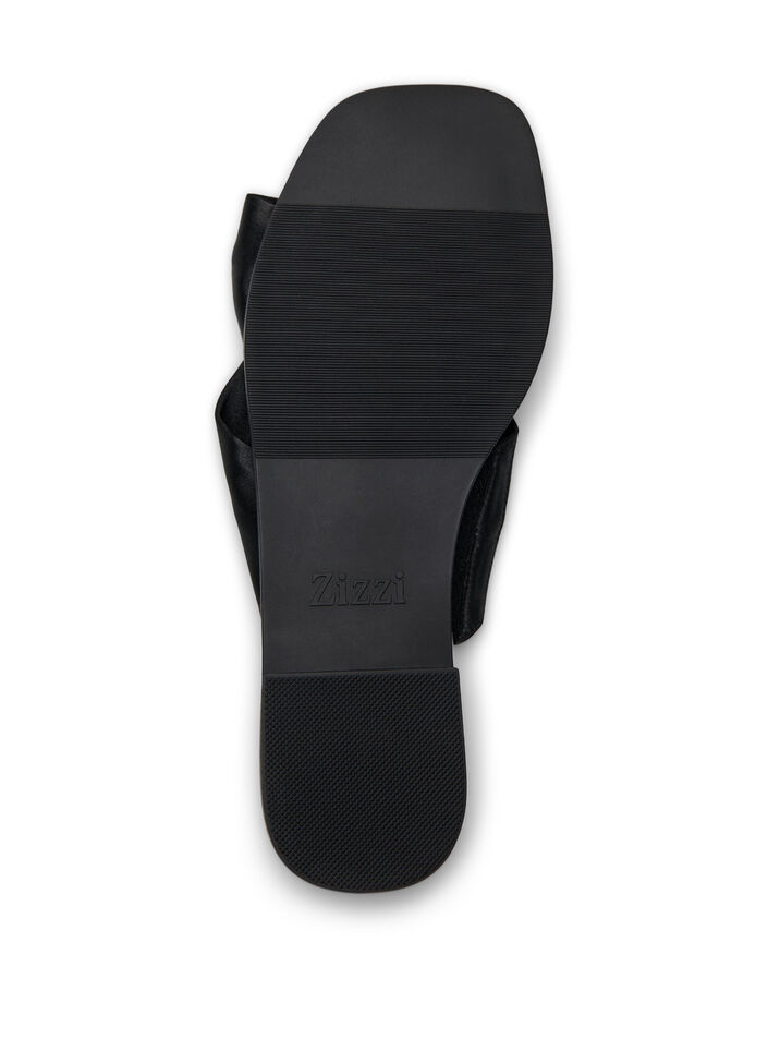 Flade sandaler med krydsede satin-stropper, Sort, Packshot image number 4