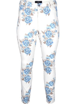 Super slim Amy jeans med blomsterprint, White B.AOP, Packshot image number 0