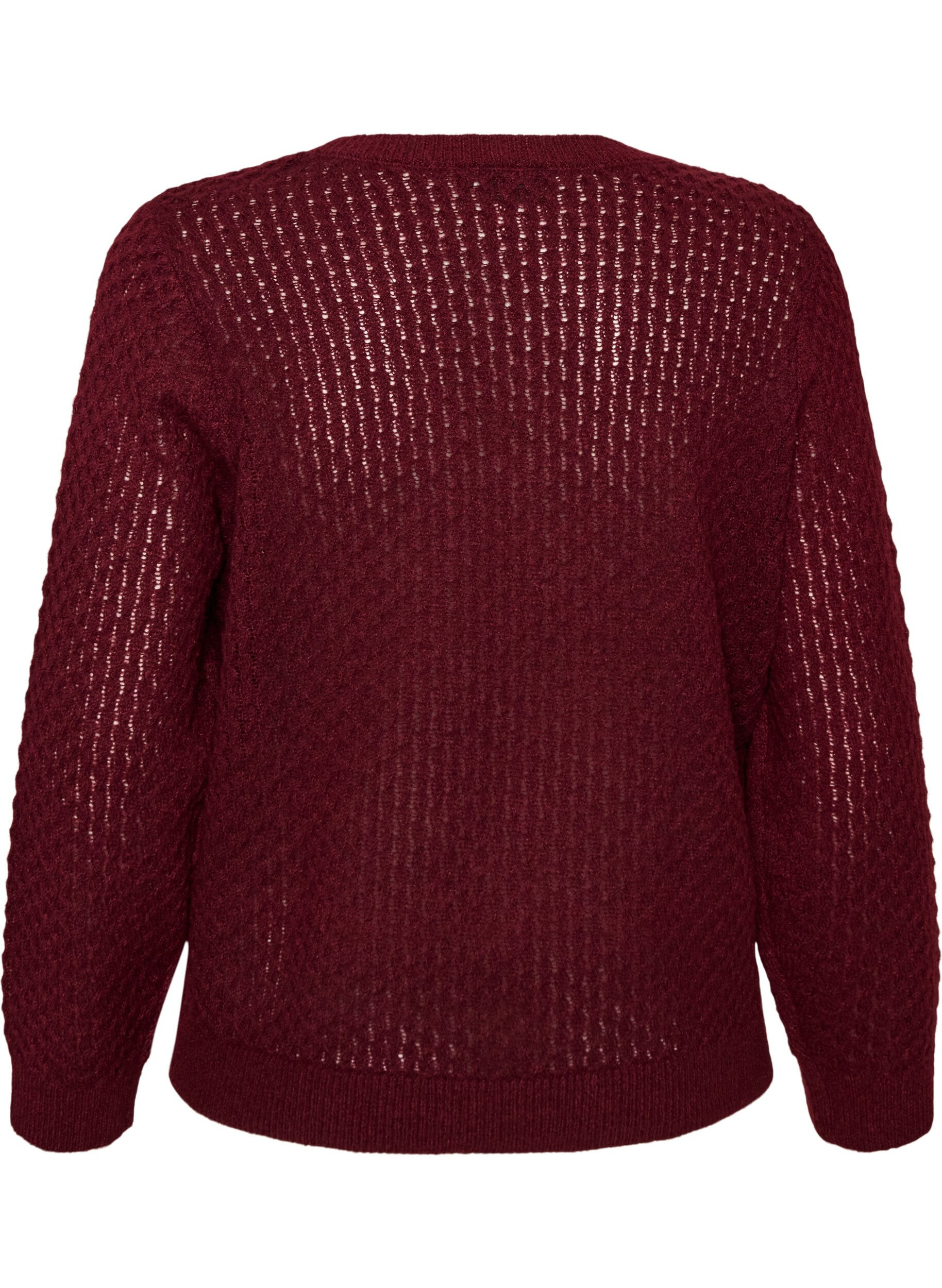 ZizziStrikbluse med struktureret hulm&oslash;nster, R&oslash;d, Packshot image number 1