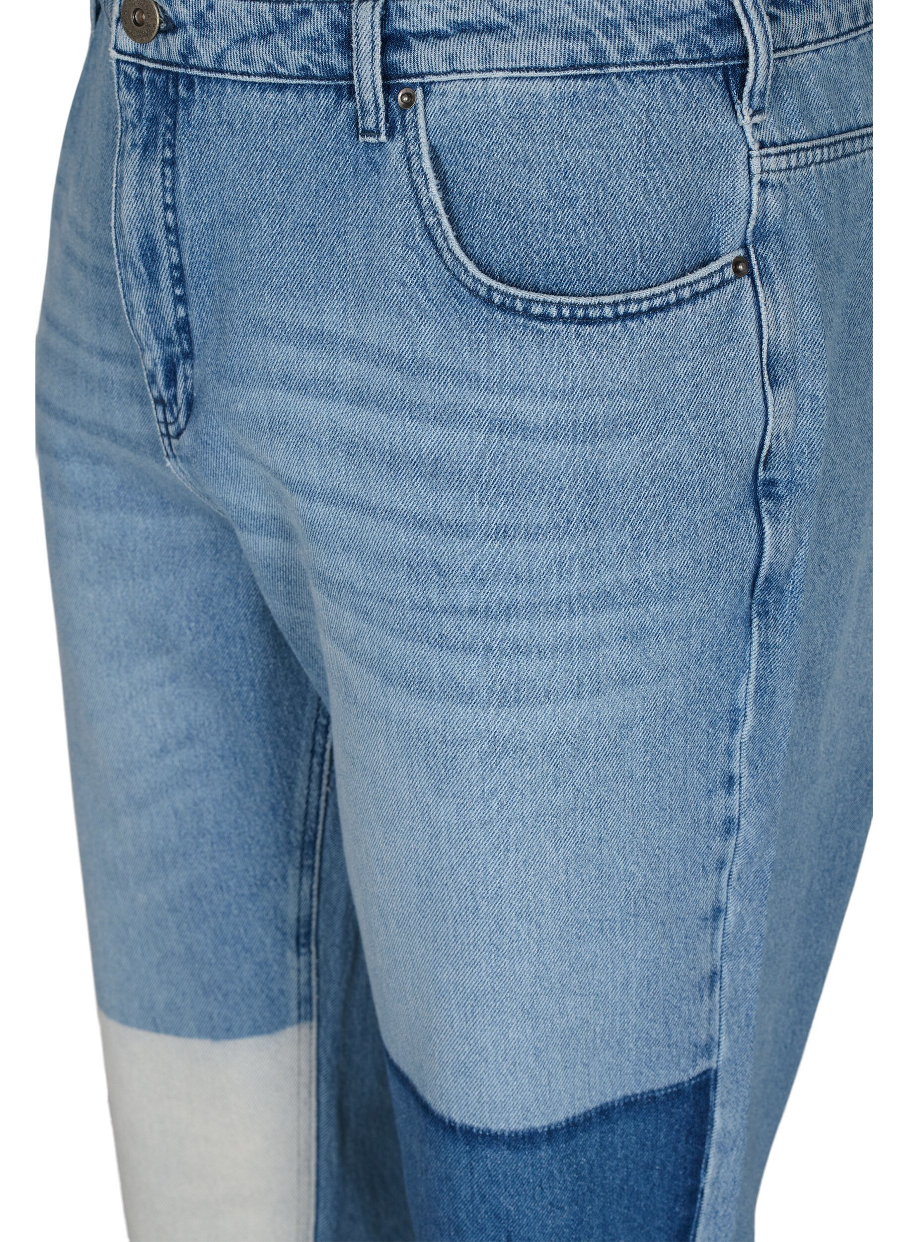 Zizzi Mille mom fit jeans med color-block , Blue Denim Comb, Packshot image number 2