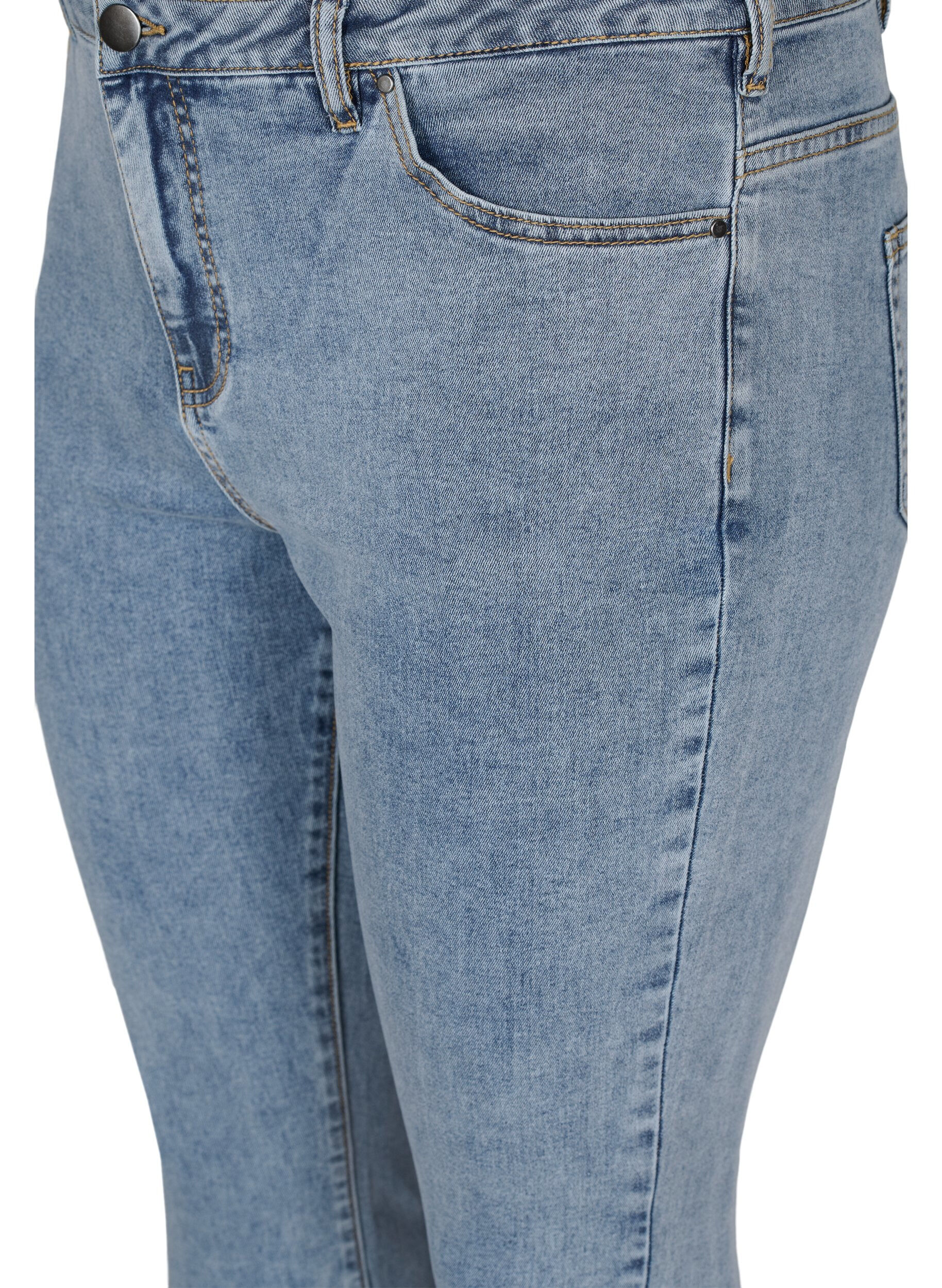 Zizzi Cropped Amy jeans med sl&oslash;jfer, Light blue, Packshot image number 2