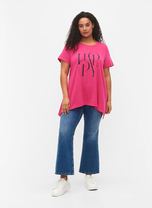 T-shirt i bomuld med teksttryk, Beetroot Purple HAP, Model image number 2