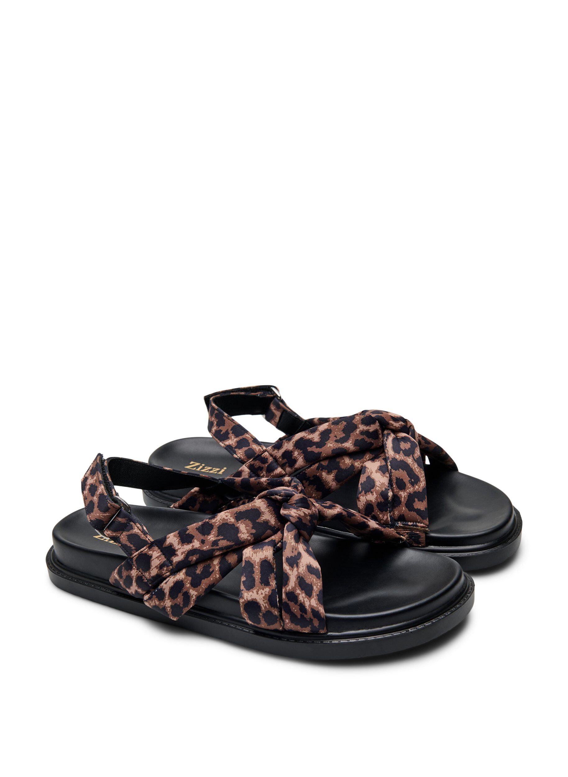 Zizzi Wide fit - Sandal med knudedetalje, Brun, Packshot image number 1