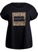 T-shirt med leopardprint og tekst, Black Leo, Packshot image number 0