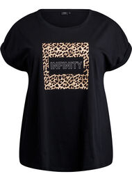 T-shirt med leopardprint og tekst, Black Leo