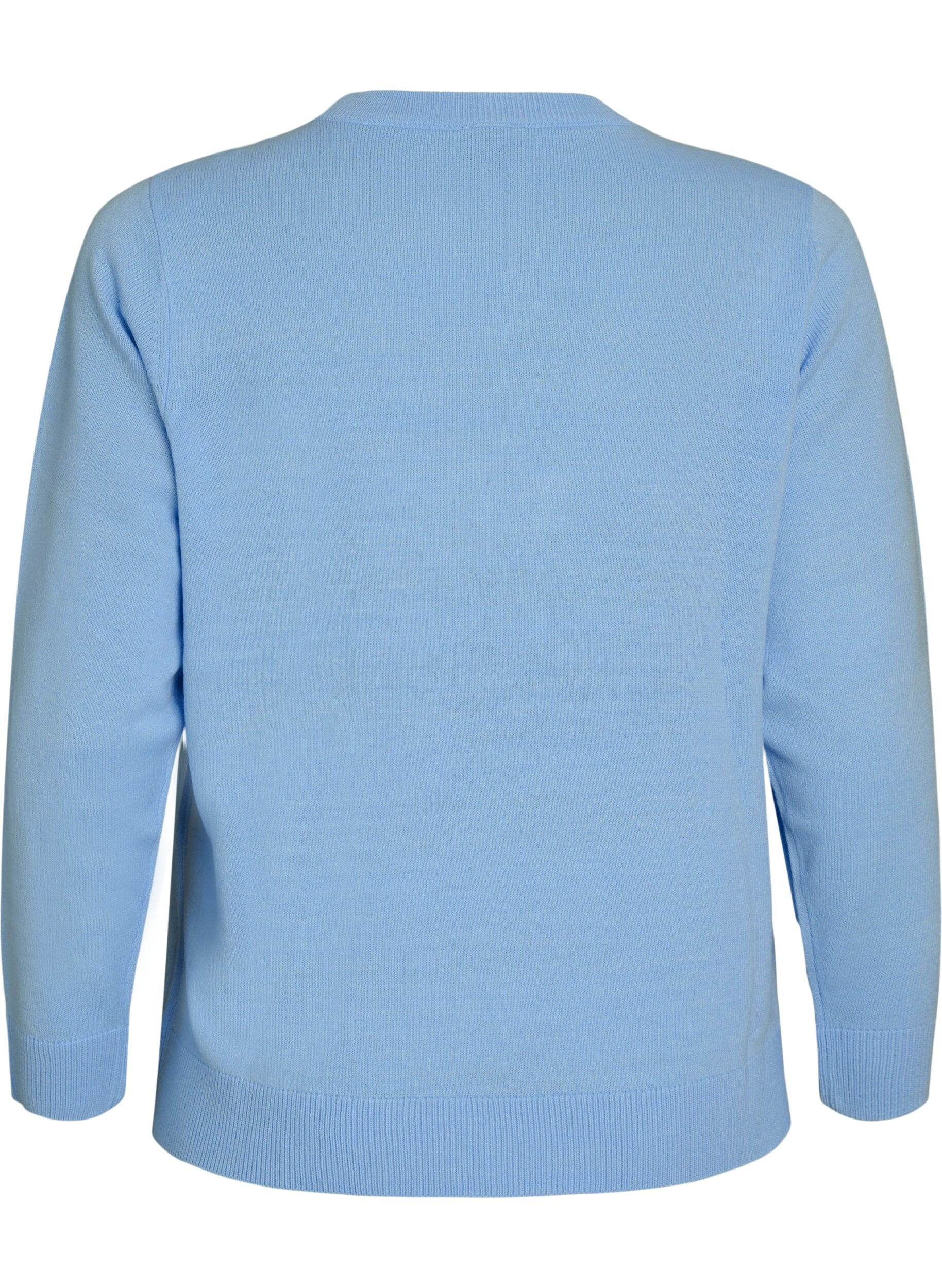 ZizziStrikbluse med julemotiv, Bl&aring;, Packshot image number 1
