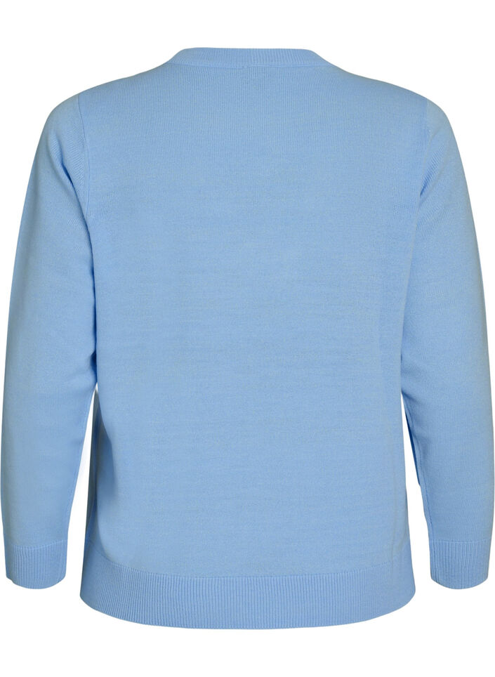 Strikbluse med julemotiv, Bl&aring;, Packshot image number 1