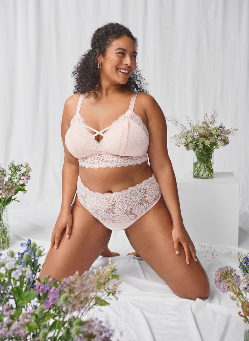 Bralette med stringdetalje og blød vattering , Peach Blush, Image image number 0