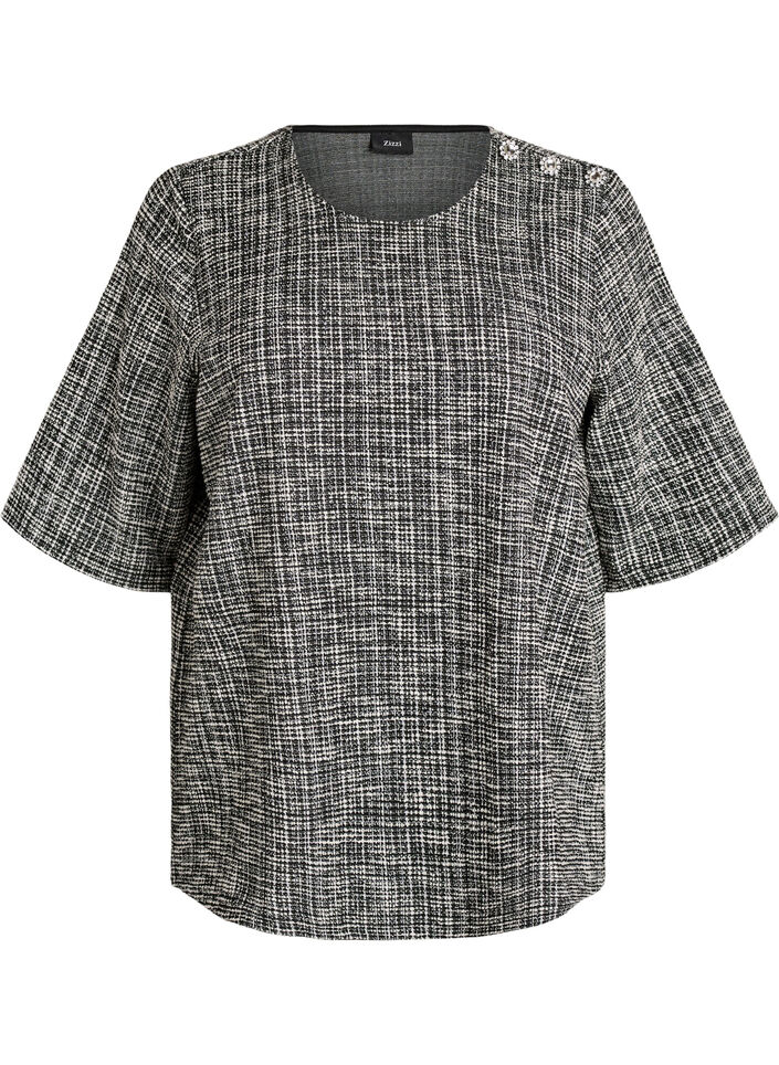 V&aelig;vet bluse med knapdetalje, Vanilla, Packshot image number 0