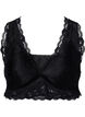 Bralette med blonder og blød vattering, Black, Packshot image number 0