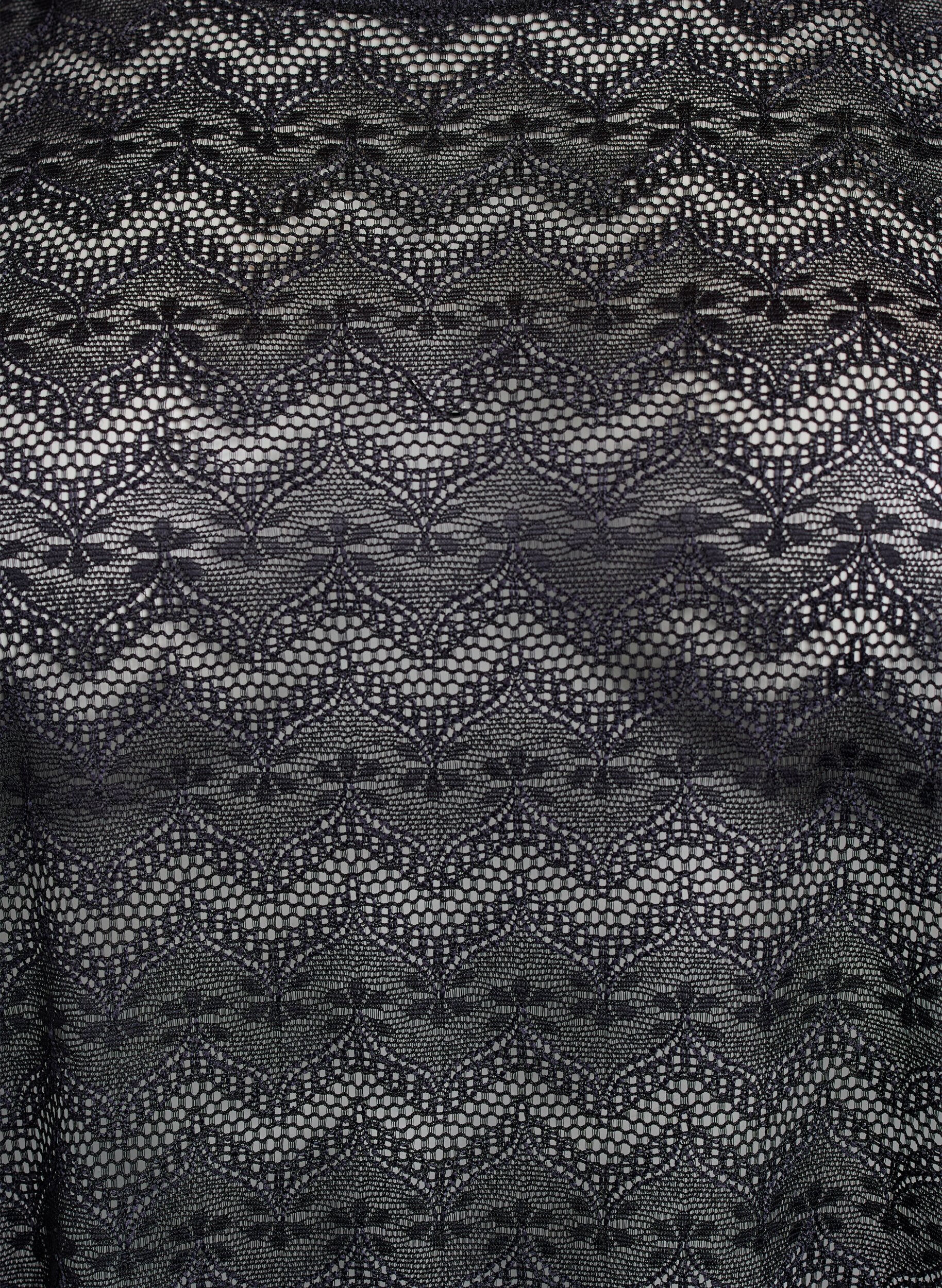 Zizzi Blondebluse med korte &aelig;rmer og b&oslash;lget kant, Sort, Packshot image number 2