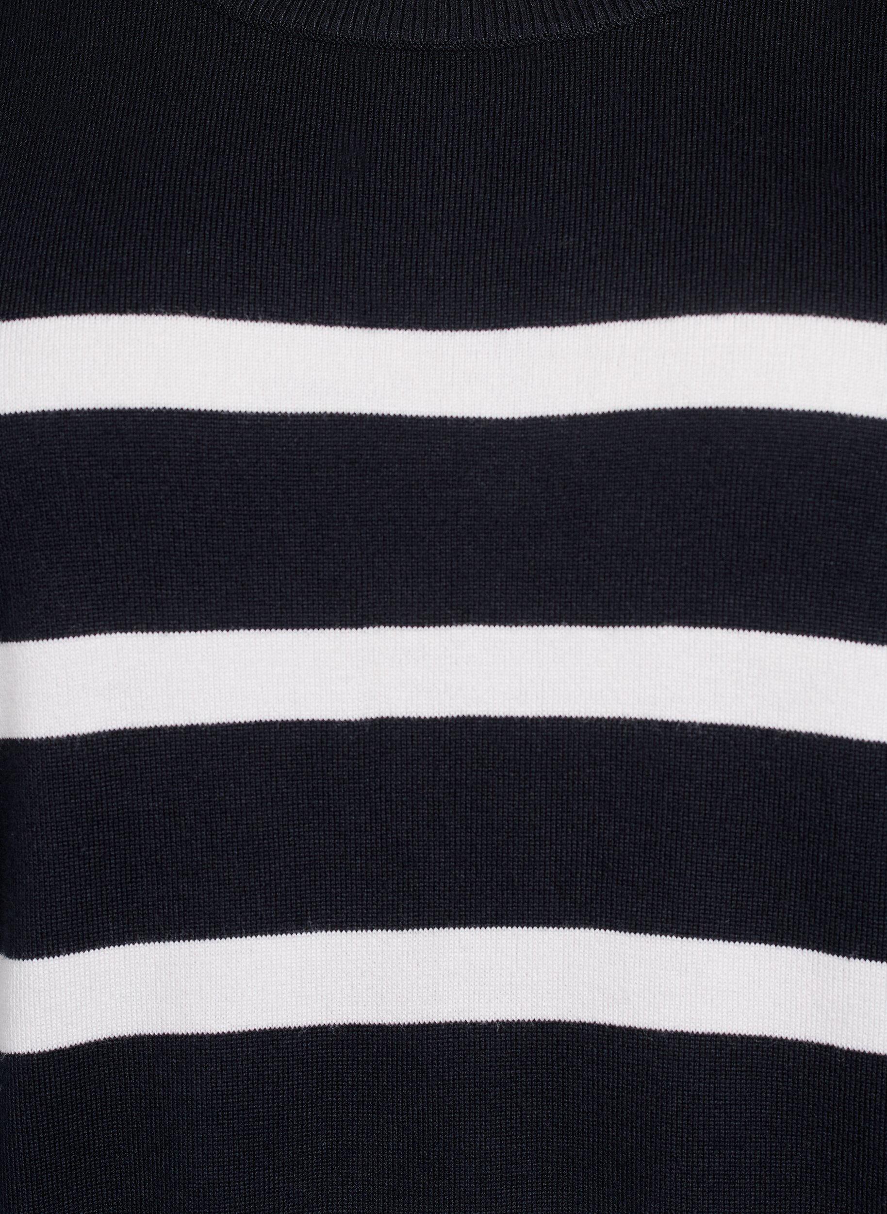 ZizziStribet strikbluse med korte &aelig;rmer, Sort, Packshot image number 2