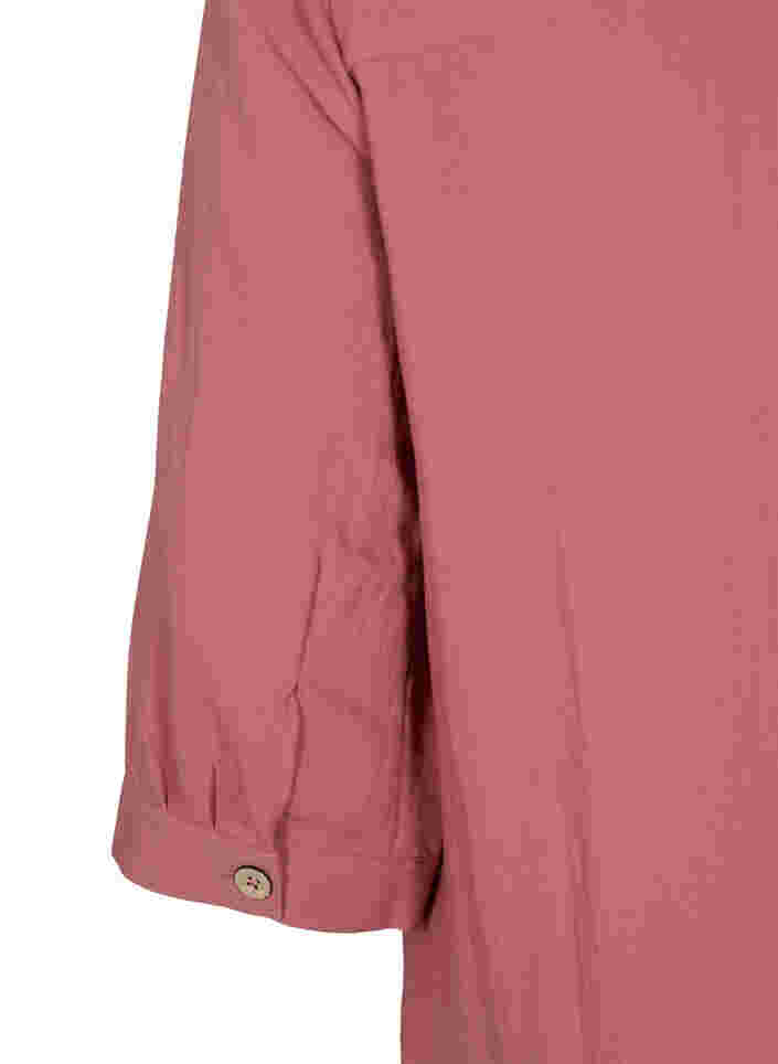 Viskose bluse med knapper og v-hals, Withered Rose, Packshot image number 3