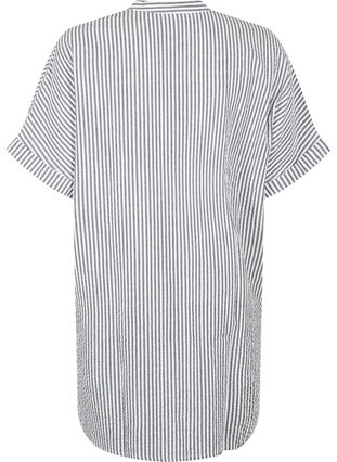 Stribet skjorte med brystlommer, White/Black Stripe, Packshot image number 1