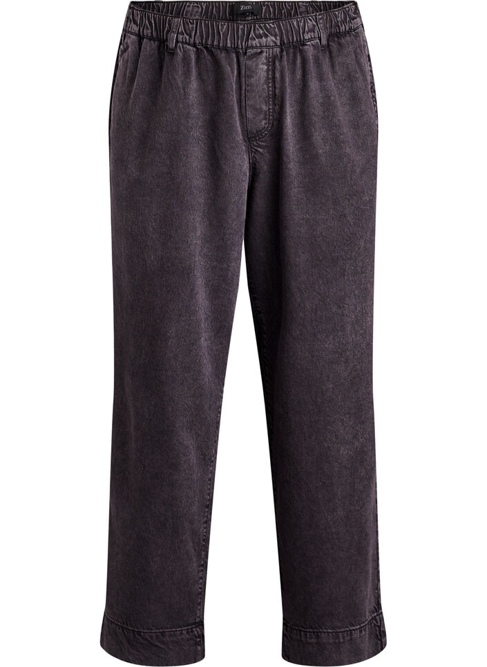 Brede jeans med elastisk talje, Gr&aring;, Packshot image number 0