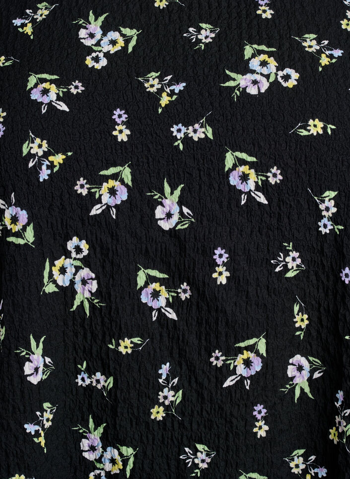 Kort&aelig;rmet bluse med tekstur, Sort, Packshot image number 2