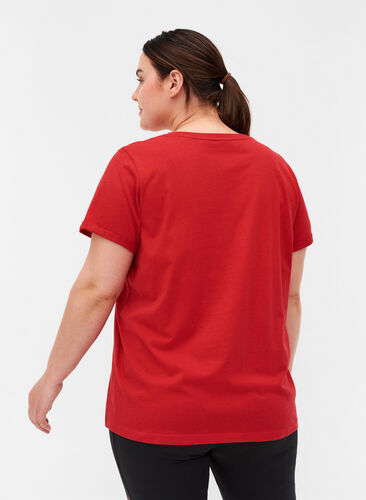Bomulds trænings t-shirt med tryk, Haute Red, Model image number 1