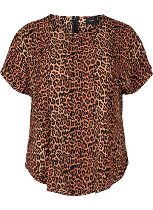 Bluse med korte ærmer, Leopard AOP, Packshot image number 0
