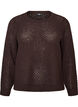 Strikbluse med struktureret hulm&oslash;nster, Brun, Packshot image number 0