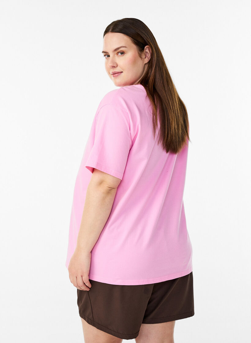 Sporty t-shirt i &oslash;kologisk bomuld, Lyser&oslash;d, Model image number 2