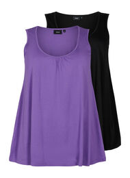 2-pak top i bomuldsblanding, Deep Lavender/Black