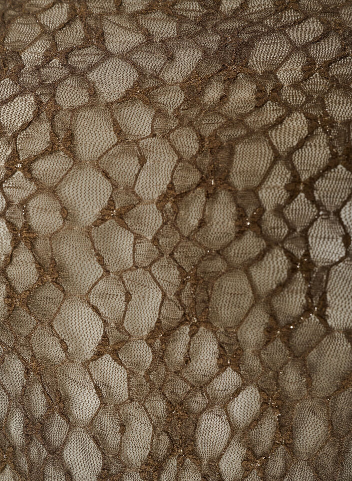 Meshbluse med m&oslash;nster og glimmertr&aring;d, Brun, Packshot image number 2