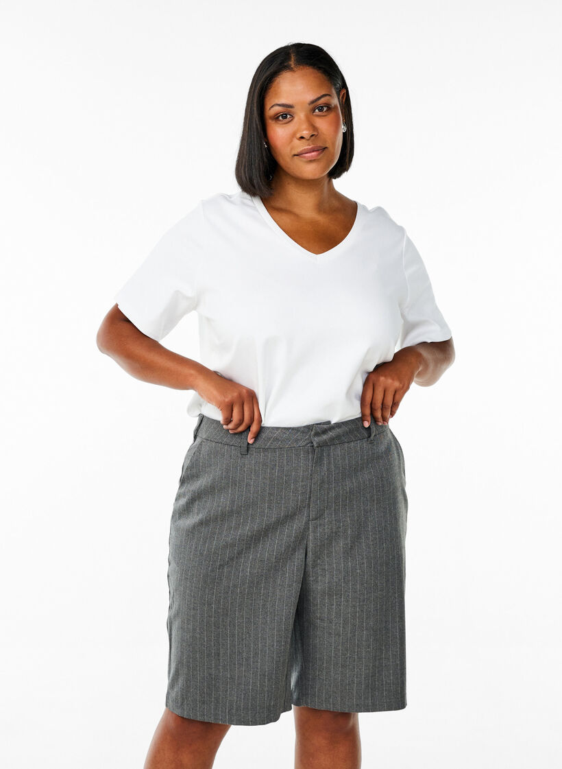 Basis t-shirt i økologisk bomuld med V-hals, Hvid, Model image number 0